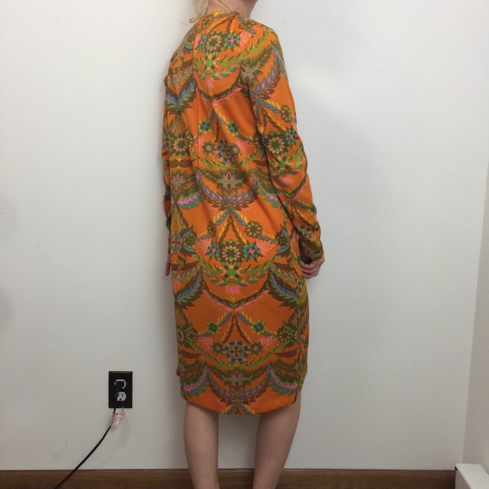 VINTAGE Francis-X Orange Psychedelic Print Dress - Picture 3 of 8